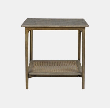Grey Beechwood and Cane Side Table 22 x 22 x 22" - Homebody Denver