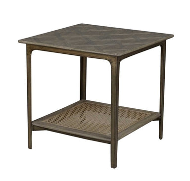 Grey Beechwood and Cane Side Table 22 x 22 x 22" - Homebody Denver