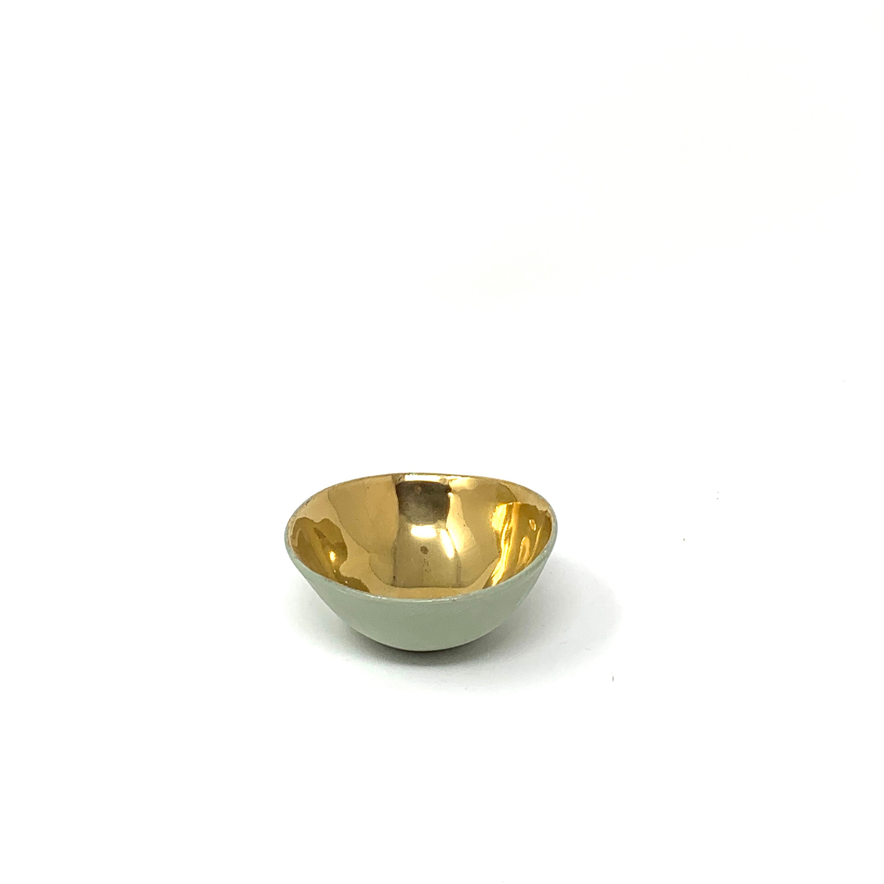 Porelain Bowl Gold Interior and Matte Exterior 2.5" Diameter