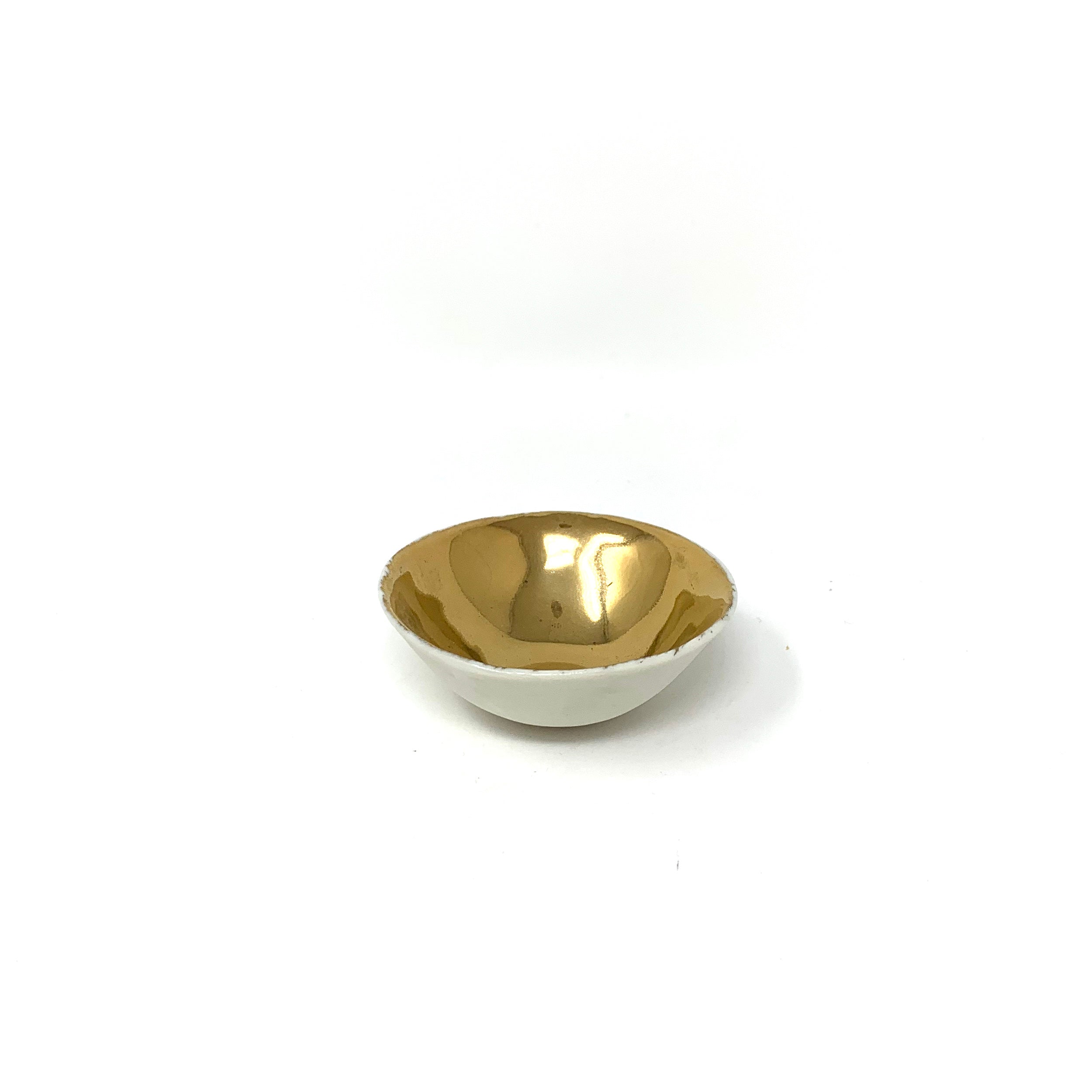 Porelain Bowl Gold Interior and Matte Exterior 2.5" Diameter