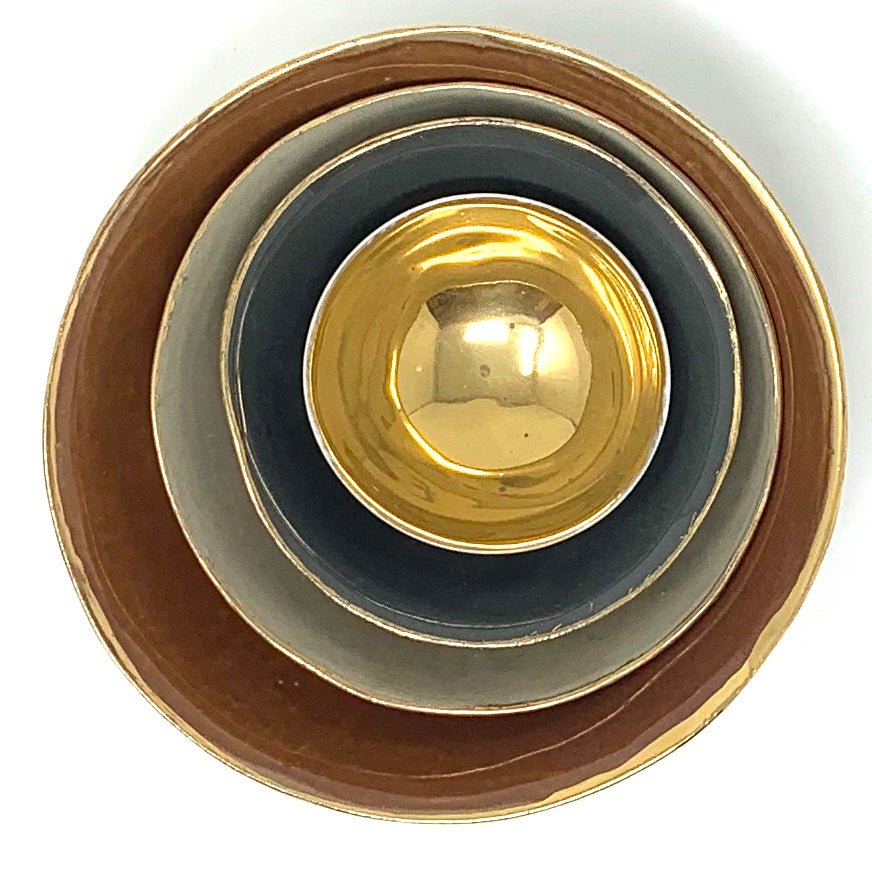 Porelain Bowl Gold Interior and Matte Exterior 2.5" Diameter