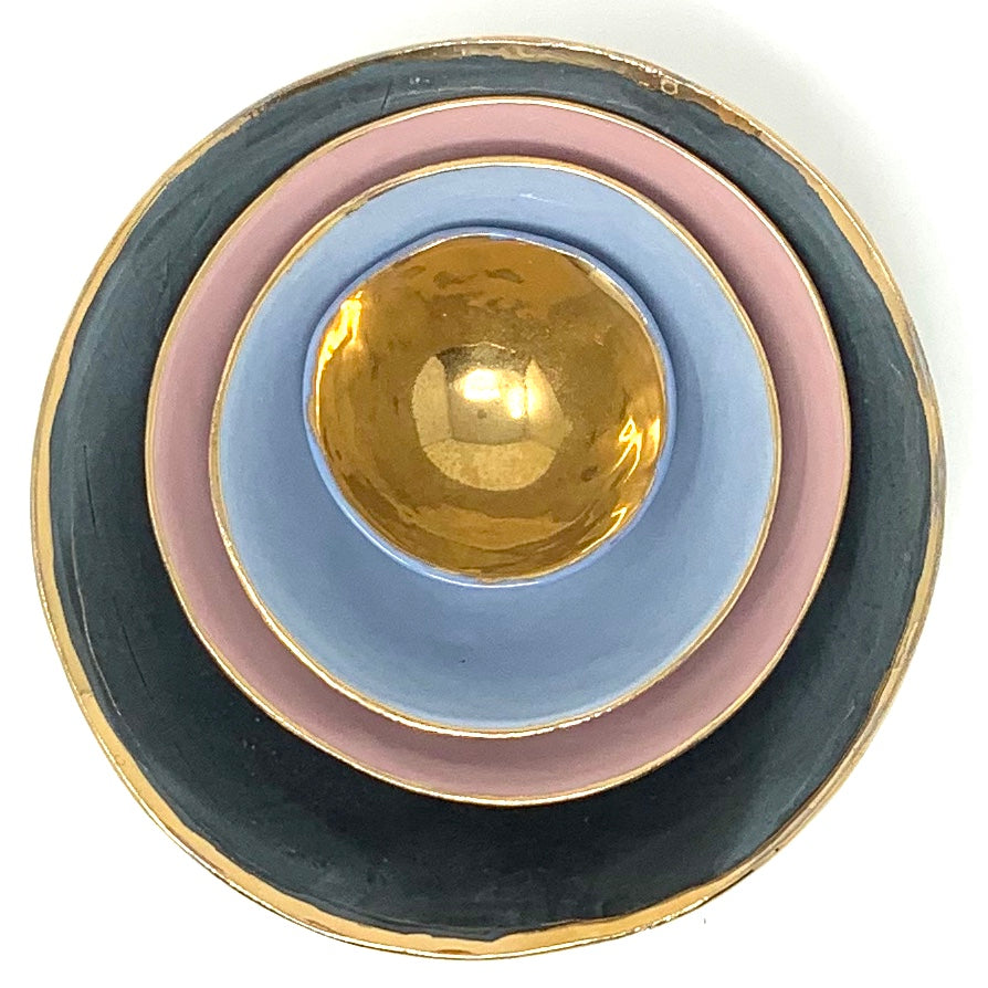Porelain Bowl Gold Interior and Matte Exterior 2.5" Diameter