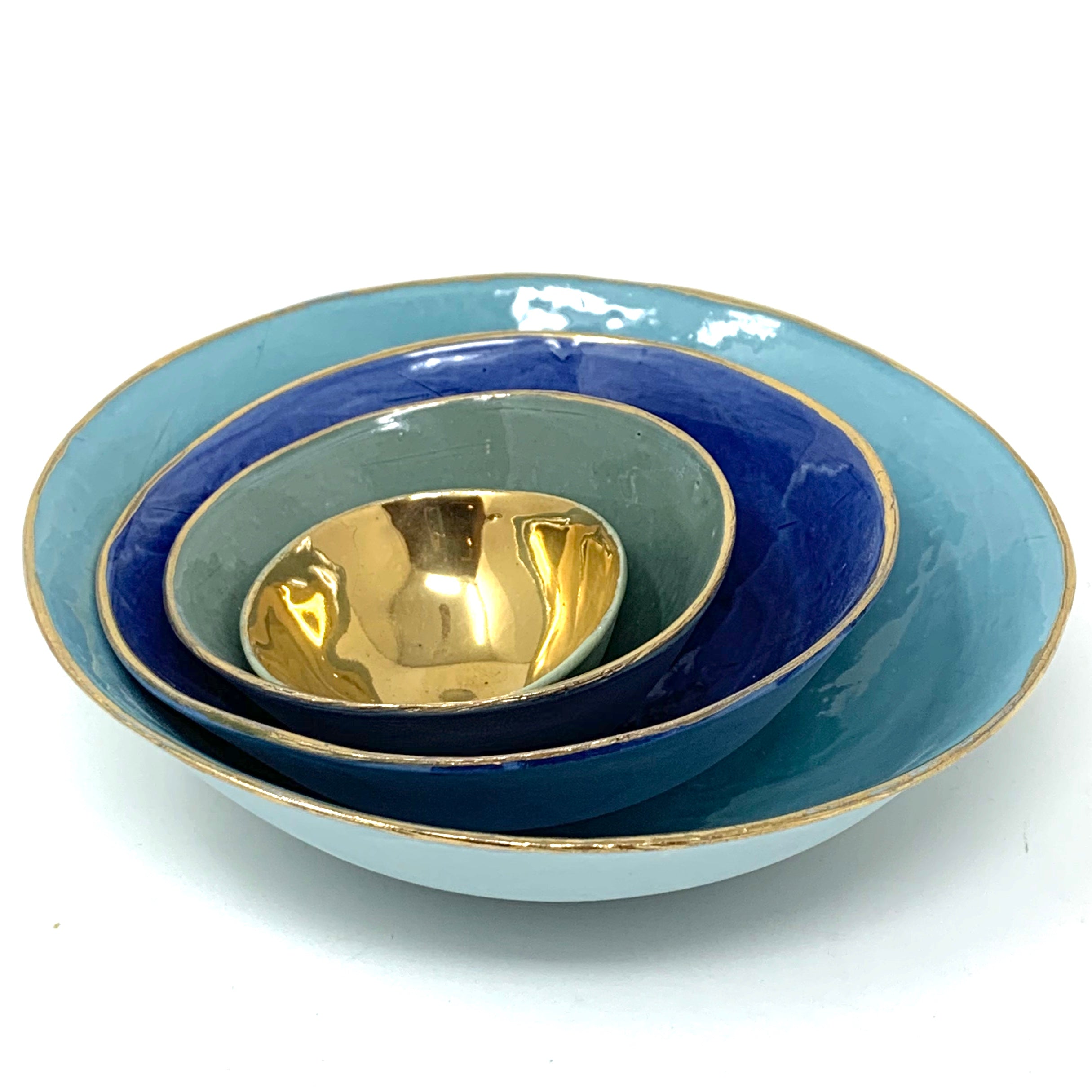 Porelain Bowl Gold Interior and Matte Exterior 2.5" Diameter