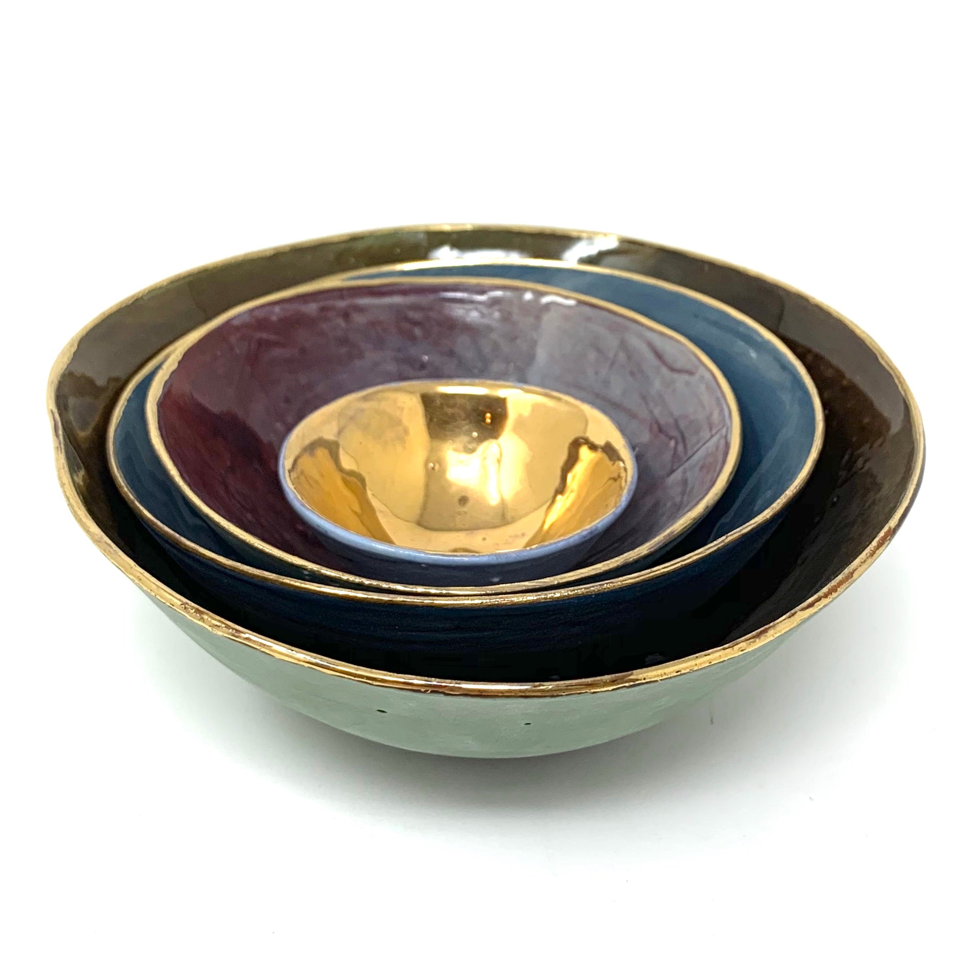 Porelain Bowl Gold Interior and Matte Exterior 2.5" Diameter