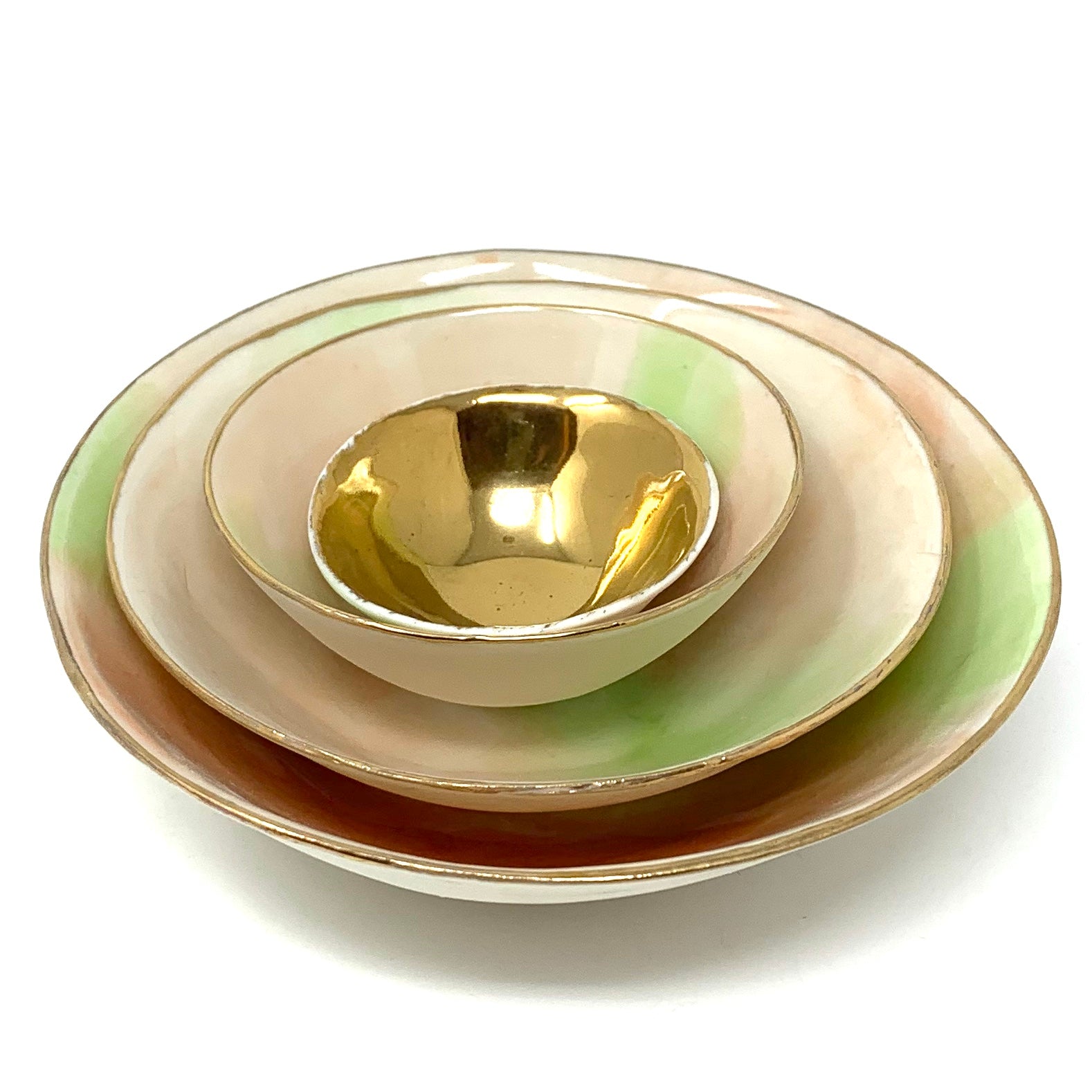 Porelain Bowl Gold Interior and Matte Exterior 2.5" Diameter