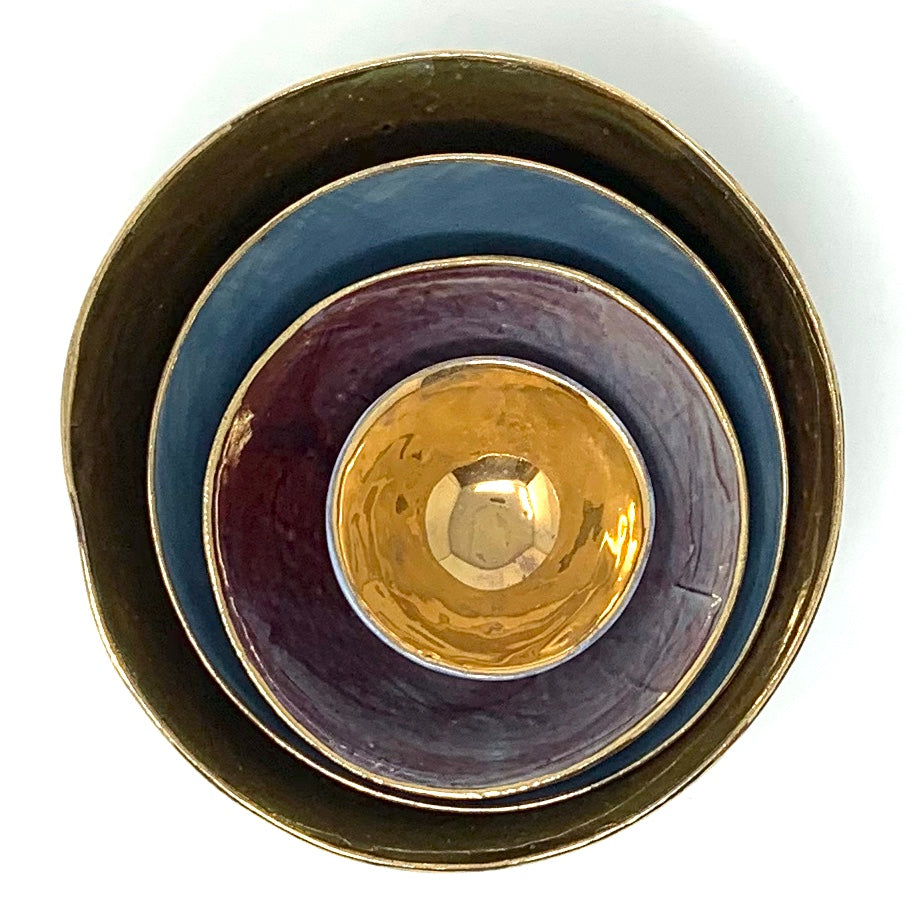 Porelain Bowl Gold Interior and Matte Exterior 2.5" Diameter