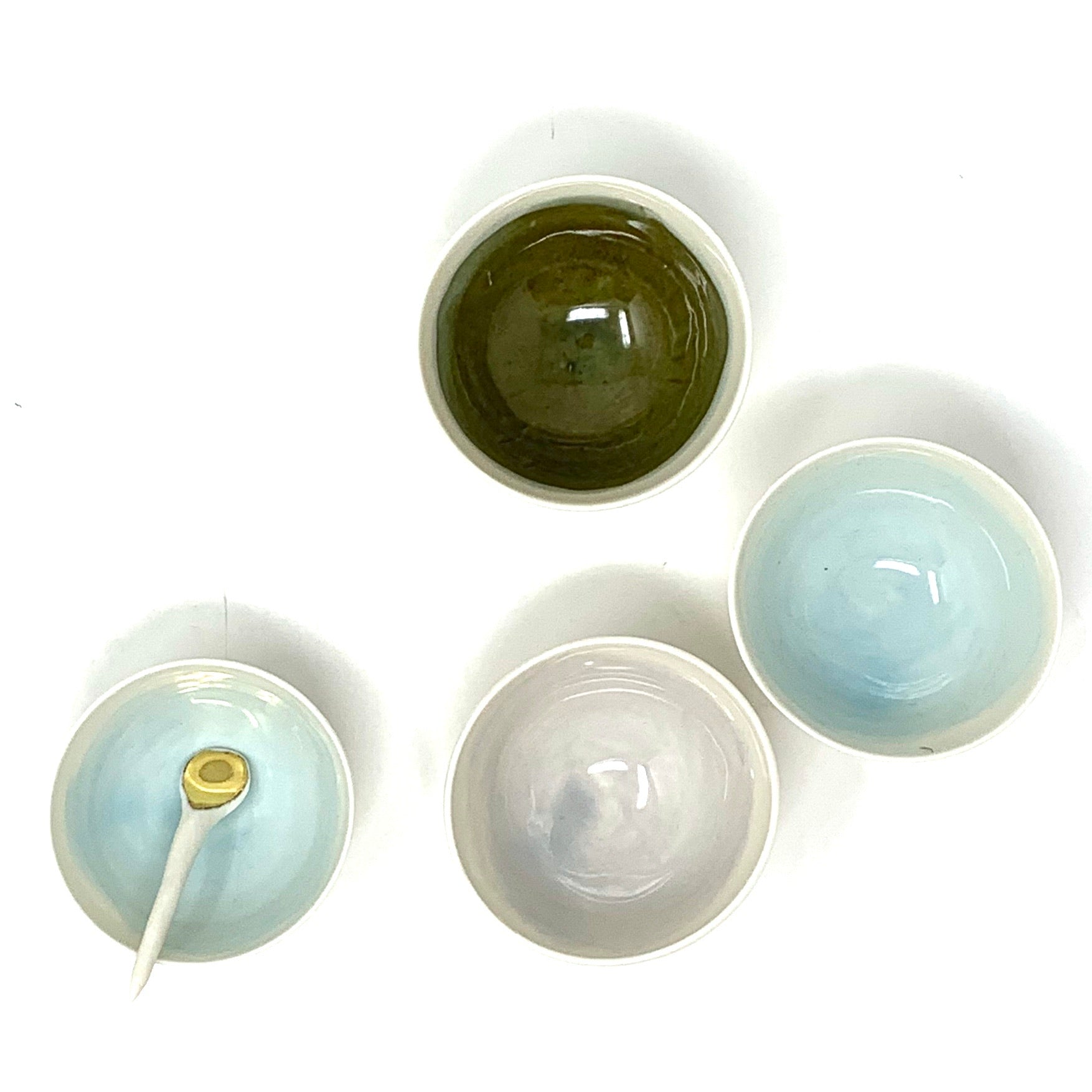 Porcelain Bowl with Watercolor Interior 2.5" Diameter