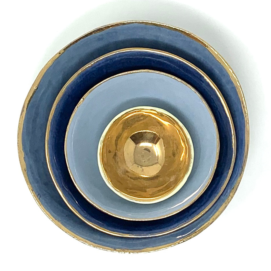 Porelain Bowl Gold Interior and Matte Exterior 2.5" Diameter