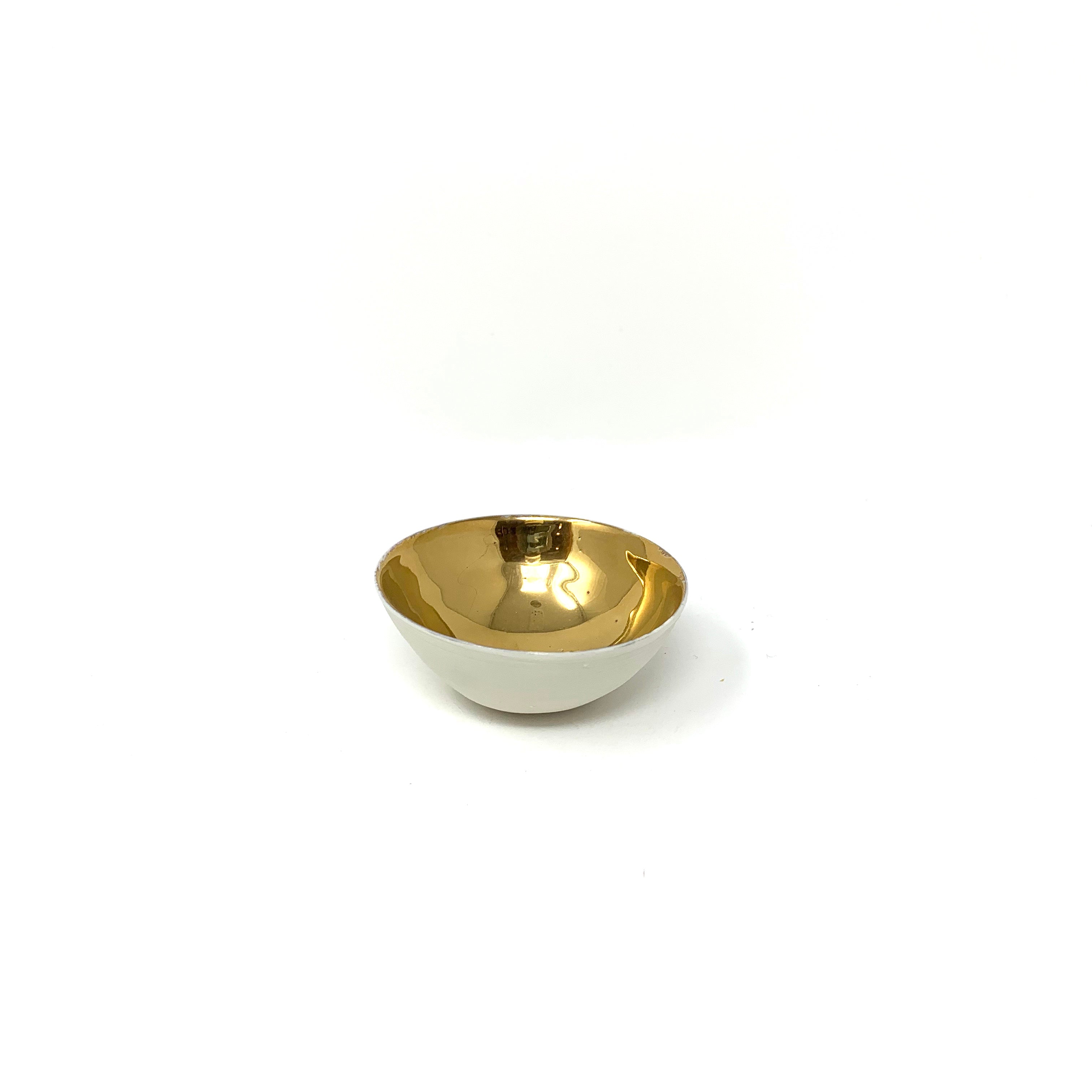 Porelain Bowl Gold Interior and Matte Exterior 2.5" Diameter