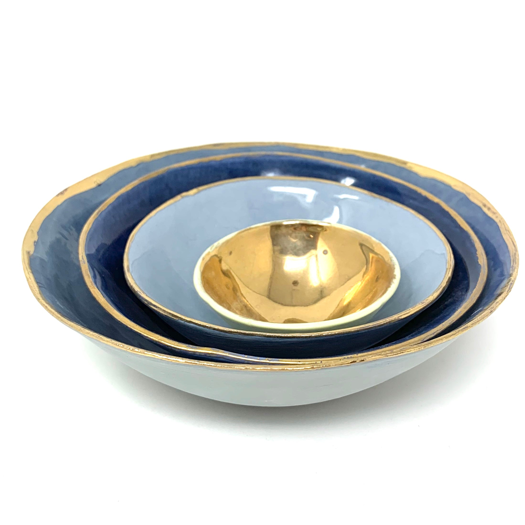 Porelain Bowl Gold Interior and Matte Exterior 2.5" Diameter
