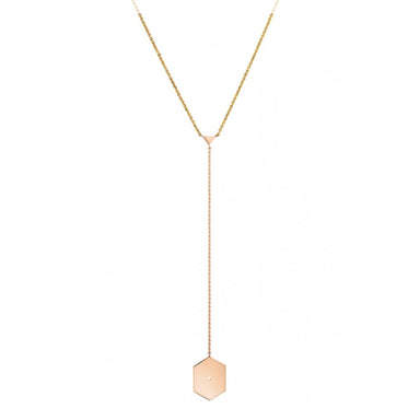 Lito 14Kt Yellow and Rose Gold Infinite Collection Lariat Necklace with Hexagon Medallion - Homebody Denver