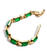 Lito Pair of 14K Yellow Gold "Generosity" Medium Chain Hoop Earrings with Green Agate - Homebody Denver