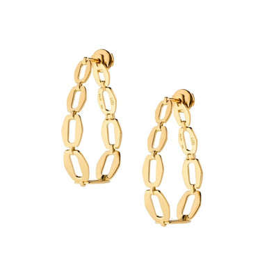 Lito Pair of 14K Yellow Gold Small Hoop Earrings with Oval Chain Links - Homebody Denver