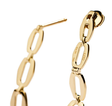 Lito Pair of 14K Yellow Gold Small Hoop Earrings with Oval Chain Links - Homebody Denver