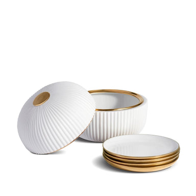 L'Objet Iconic Porcelain Box with Four Canapé Plates - White - Homebody Denver