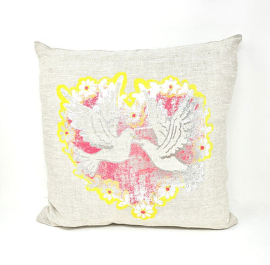Lucky Fish Natural Linen Cushion with Screen Printing 18" x 18" - Homebody Denver