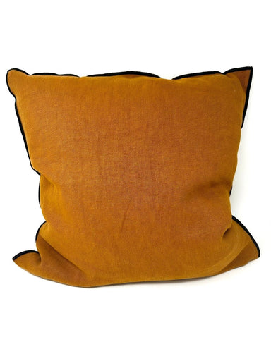 Maison de Vacances Cushion Vice Versa Black Line Stone Washed Linen 50 x 50 cm - Homebody Denver