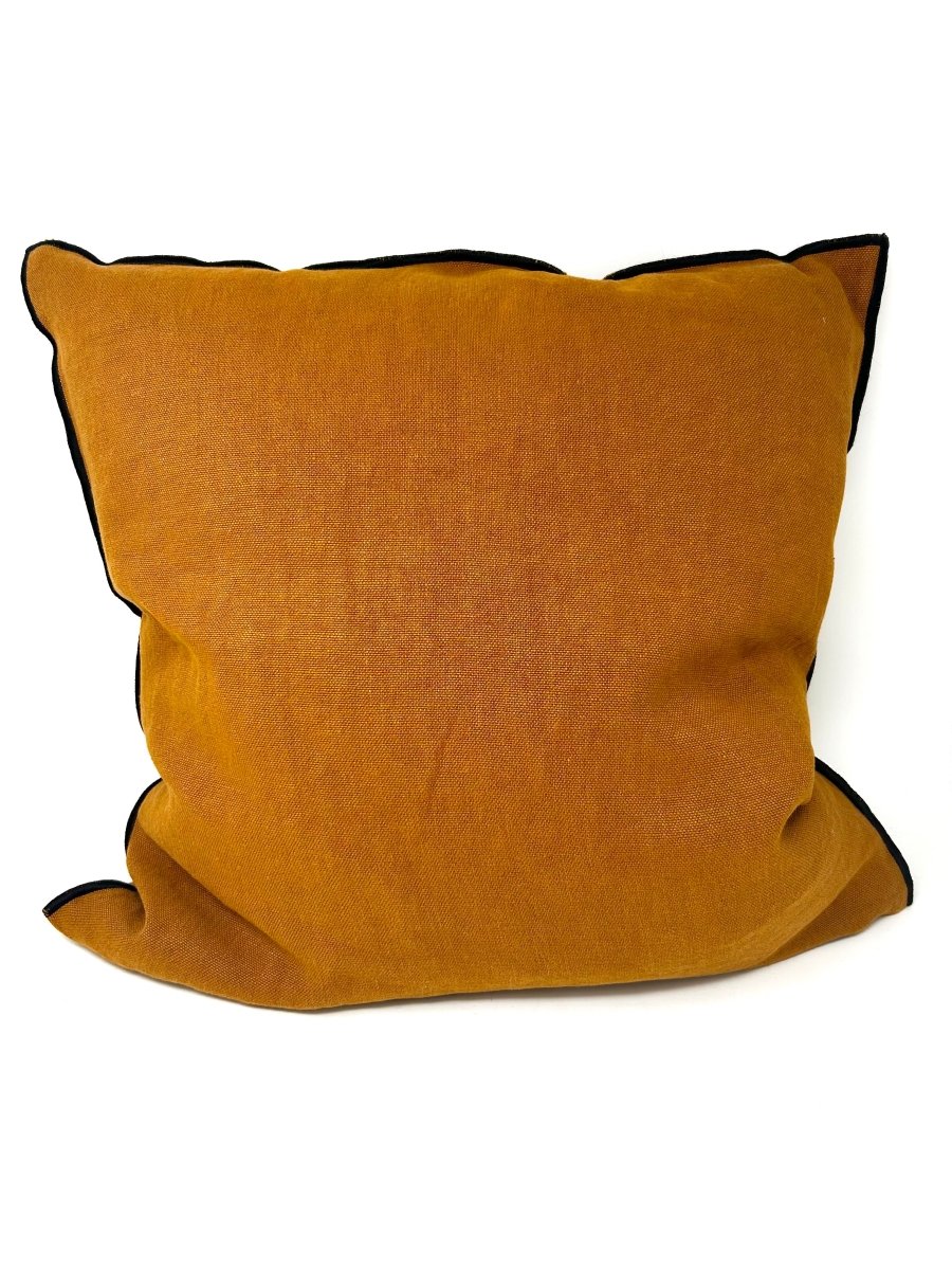 Maison de Vacances Cushion Vice Versa Black Line Stone Washed Linen 50 x 50 cm - Homebody Denver