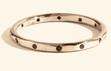 Melissa Joy Manning 14Karat Yellow Gold Wedding Band with 12 Black Diamonds, Limited Edition - Homebody Denver
