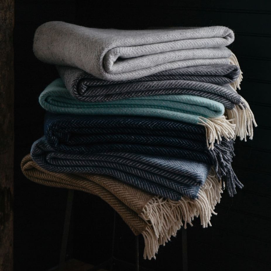 Merino/Cashmere Herringbone Throw - Homebody Denver