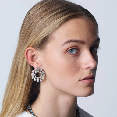 Nakard Pair of Wheel Earrings, Pink Opal and Ethiopian Opal - Homebody Denver