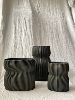 Oval Vase Curvy # 2, Black - Homebody Denver