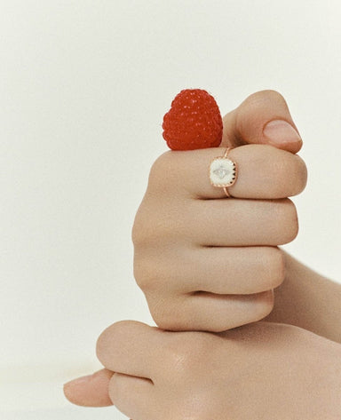Pierrot Signet Ring, 9 carat gold, diamonds and bakelite - Homebody Denver