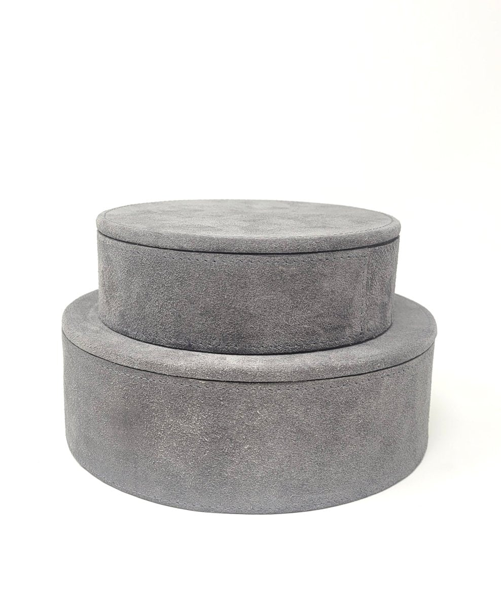 Round Leather Boxes in Calf Leather, Set of 2 - Homebody Denver