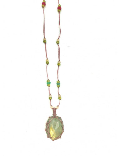 Short Tibetan Necklace with Semi Precious and Pendant Stone VVV - Homebody Denver