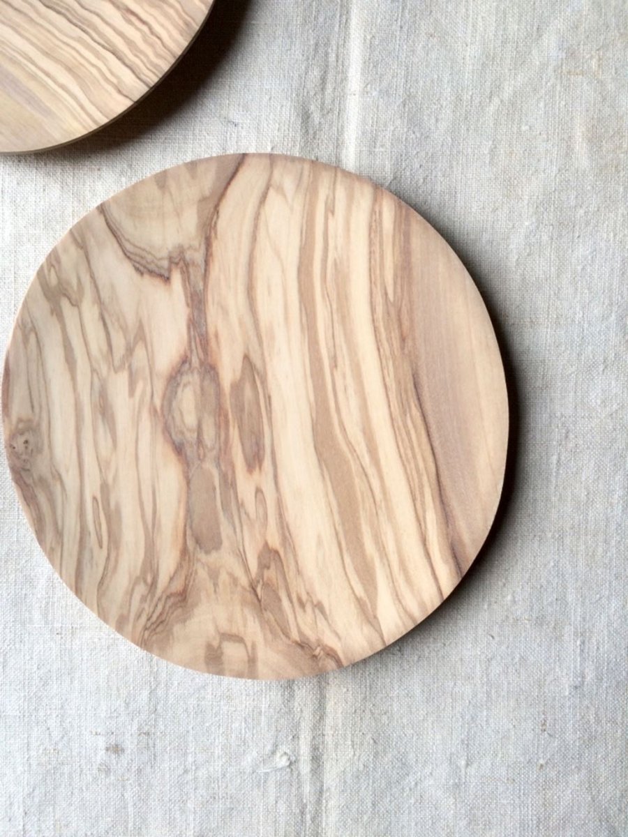 8" Carved Italian Olive Wood Plate