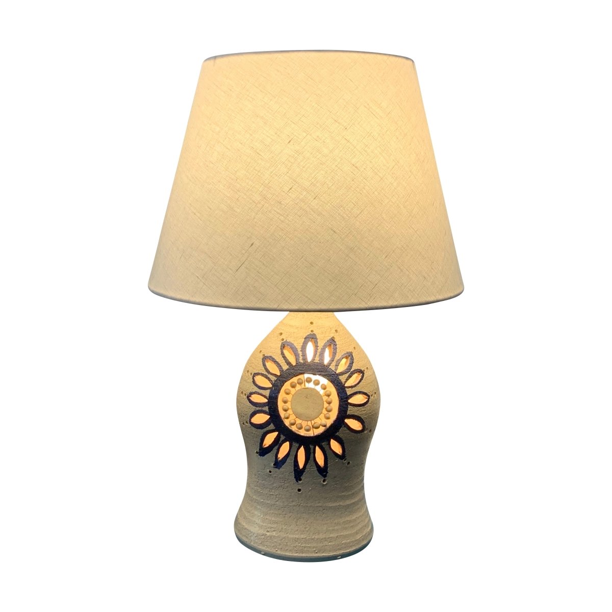Vintage Georges Pelletier Lamp with White Daisy Motif - Homebody Denver