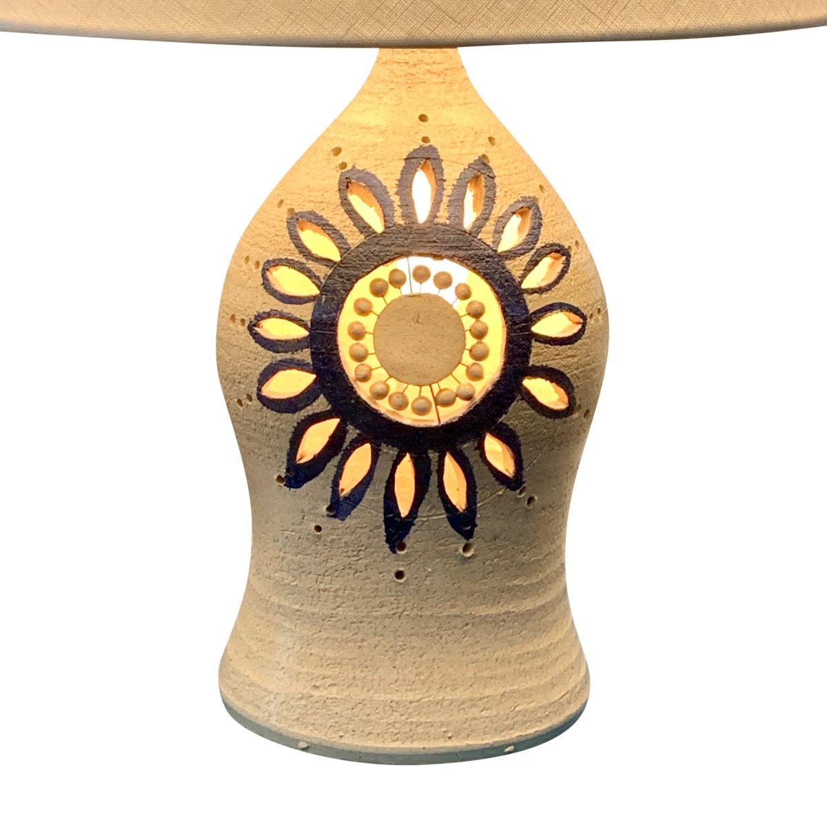 Vintage Georges Pelletier Lamp with White Daisy Motif - Homebody Denver
