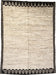 Wool Rug in Natural White with Light and Dark Brown Border/ Long Side Border Stripes/Short Side Border Triangles 6.9' x 9.3' - Homebody Denver