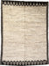 Wool Rug in Natural White with Light and Dark Brown Border/ Long Side Border Stripes/Short Side Border Triangles 6.9' x 9.3' - Homebody Denver