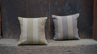 Woven Cotton Cushion with Embroidery 12" x 12" - Homebody Denver