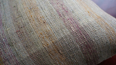 Woven Striped Cotton Cushion, Rose/Olive/Mustard Multi 20" x 20" - Homebody Denver